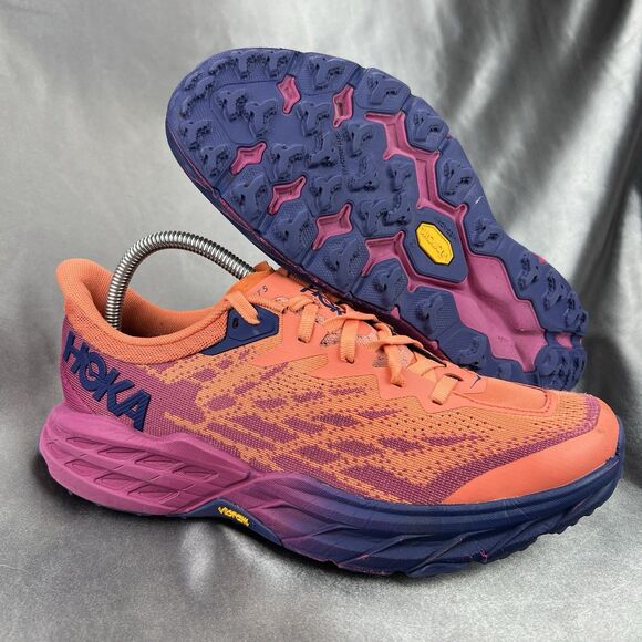 Hoka Speedgoat 5 Trail Running Shoes Women’s 9 B Fuchsia Pink Camellia Orange - Picture 1 of 17